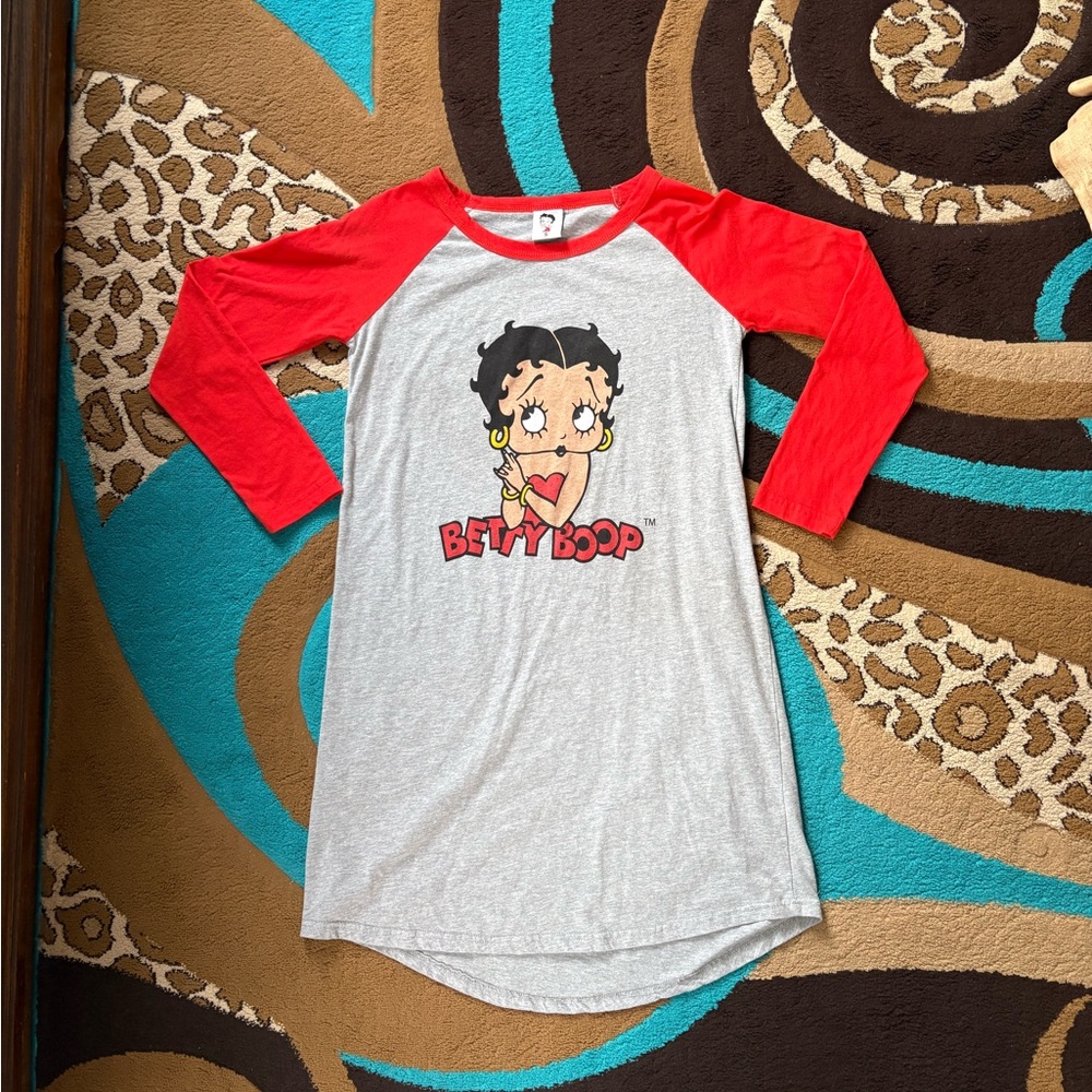 Betty Boop Red and Gray Nightgown Sleep Shirt